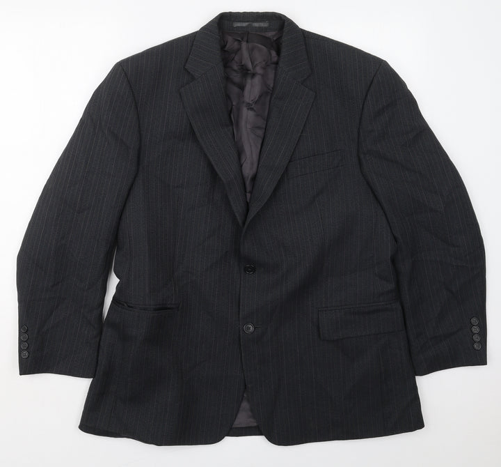 HR Tailoring Mens Grey Striped Wool Jacket Suit Jacket Size 42