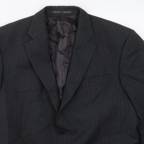 HR Tailoring Mens Grey Striped Wool Jacket Suit Jacket Size 42
