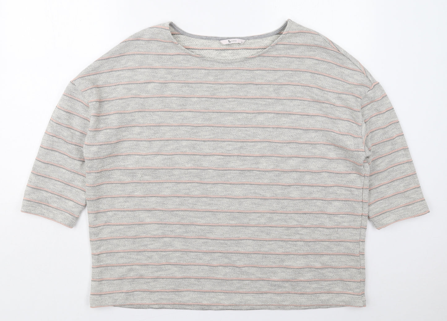 TU Womens Grey Striped Cotton Pullover Sweatshirt Size 20  Pullover