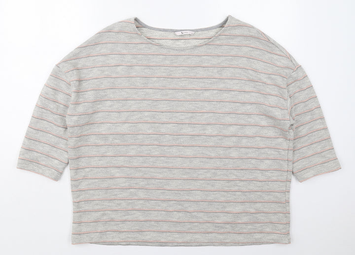 TU Womens Grey Striped Cotton Pullover Sweatshirt Size 20  Pullover