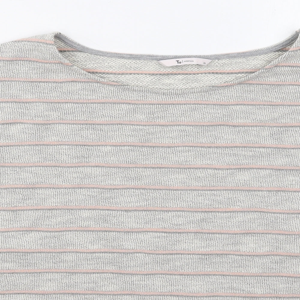 TU Womens Grey Striped Cotton Pullover Sweatshirt Size 20  Pullover