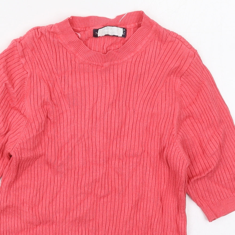 Marks and Spencer Womens Pink Crew Neck  Viscose Pullover Jumper Size 10