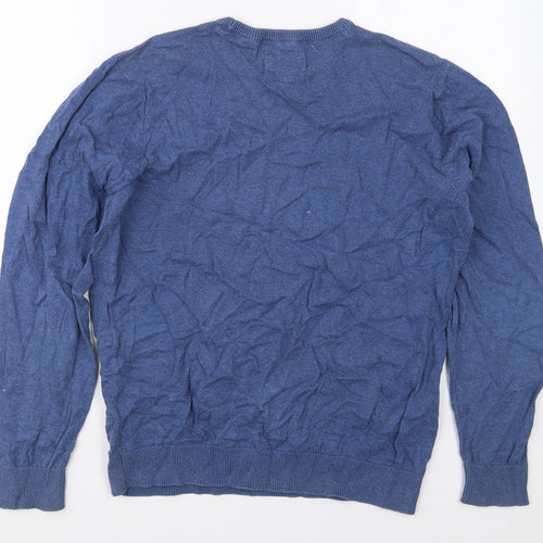 George Mens Blue Crew Neck  Cotton Pullover Jumper Size M