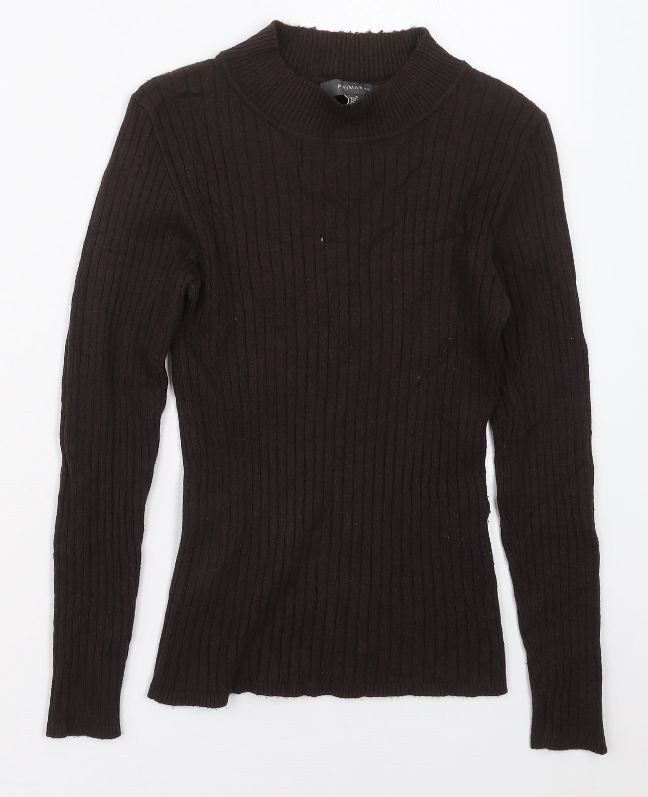 Primark Womens Brown Mock Neck  Viscose Pullover Jumper Size 10