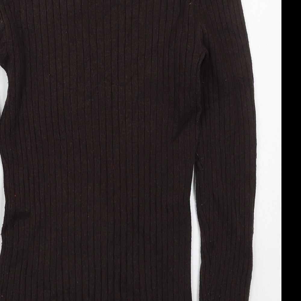 Primark Womens Brown Mock Neck  Viscose Pullover Jumper Size 10