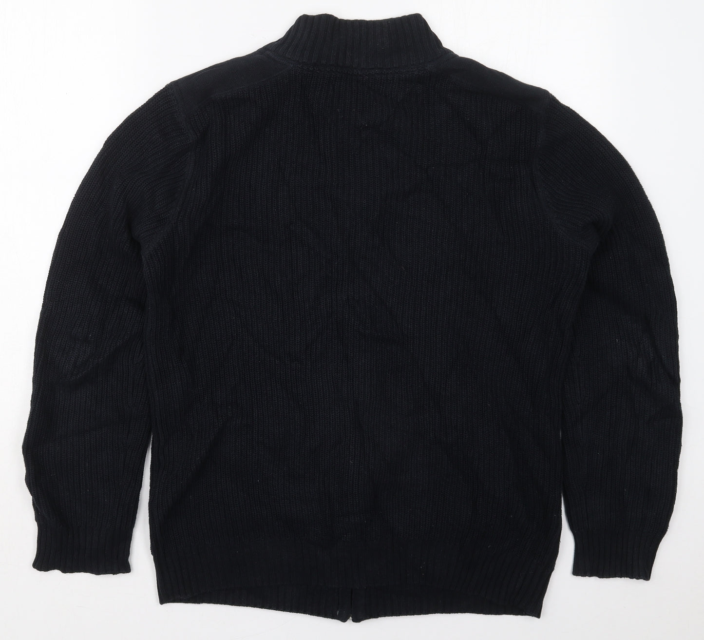 Open Mens Blue Round Neck  Cotton Full Zip Jumper Size M