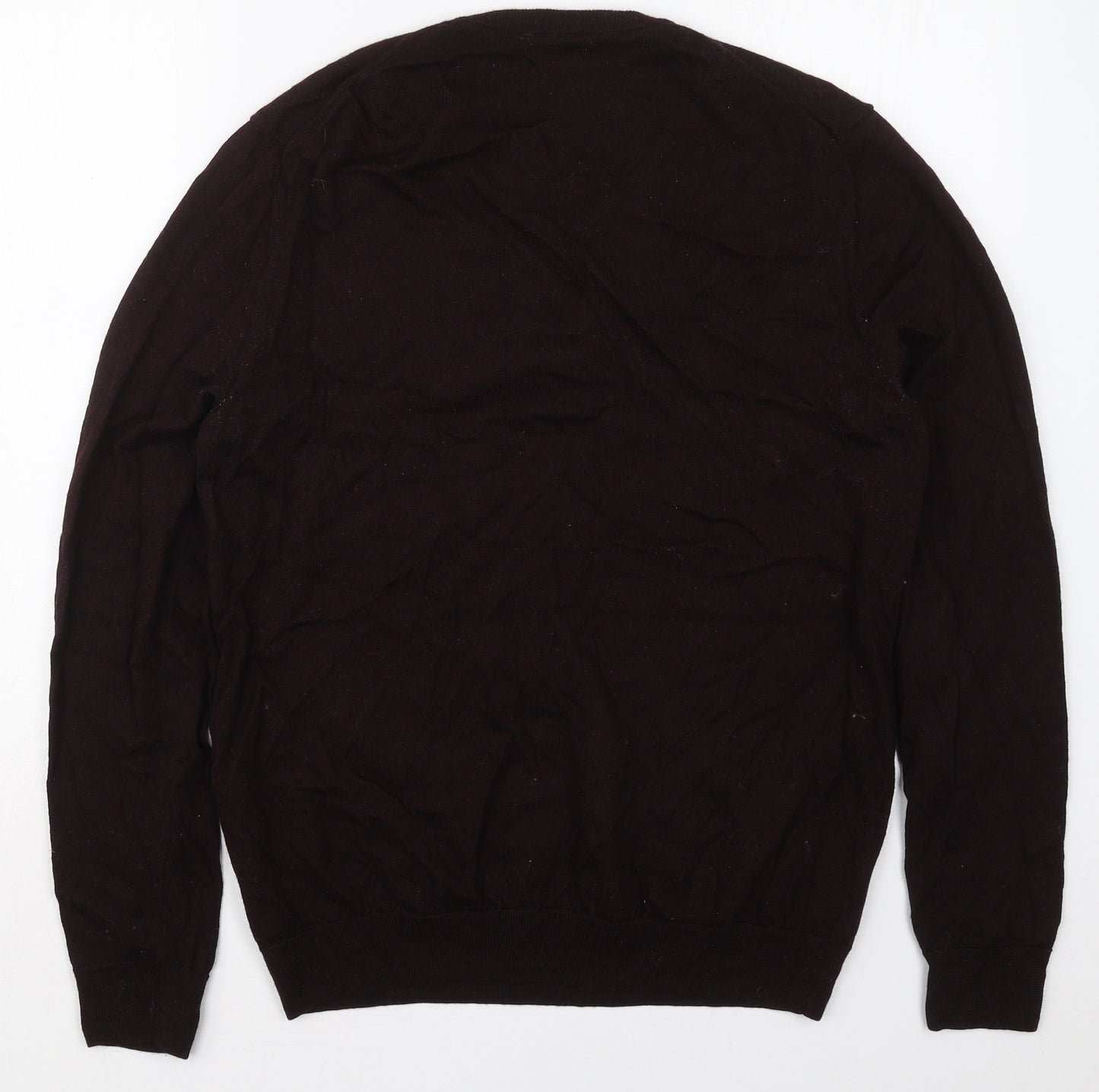 Admiral Mens Red V-Neck  Wool Pullover Jumper Size L   - Burgundy