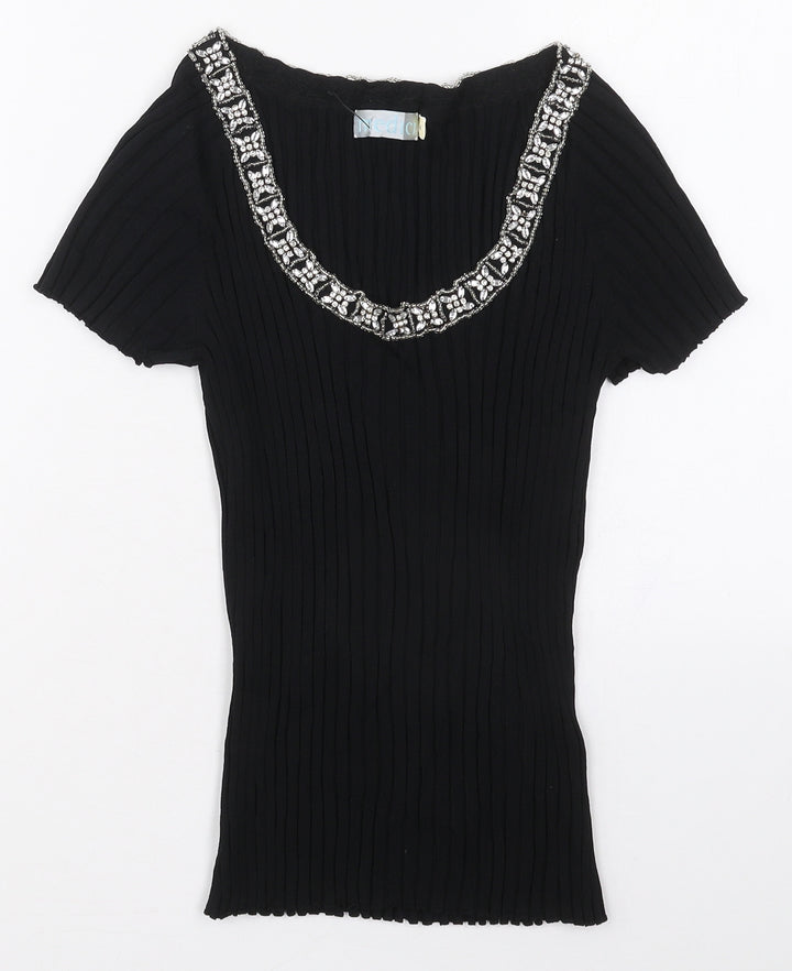 Medici Womens Black  Viscose Basic T-Shirt Size M Scoop Neck