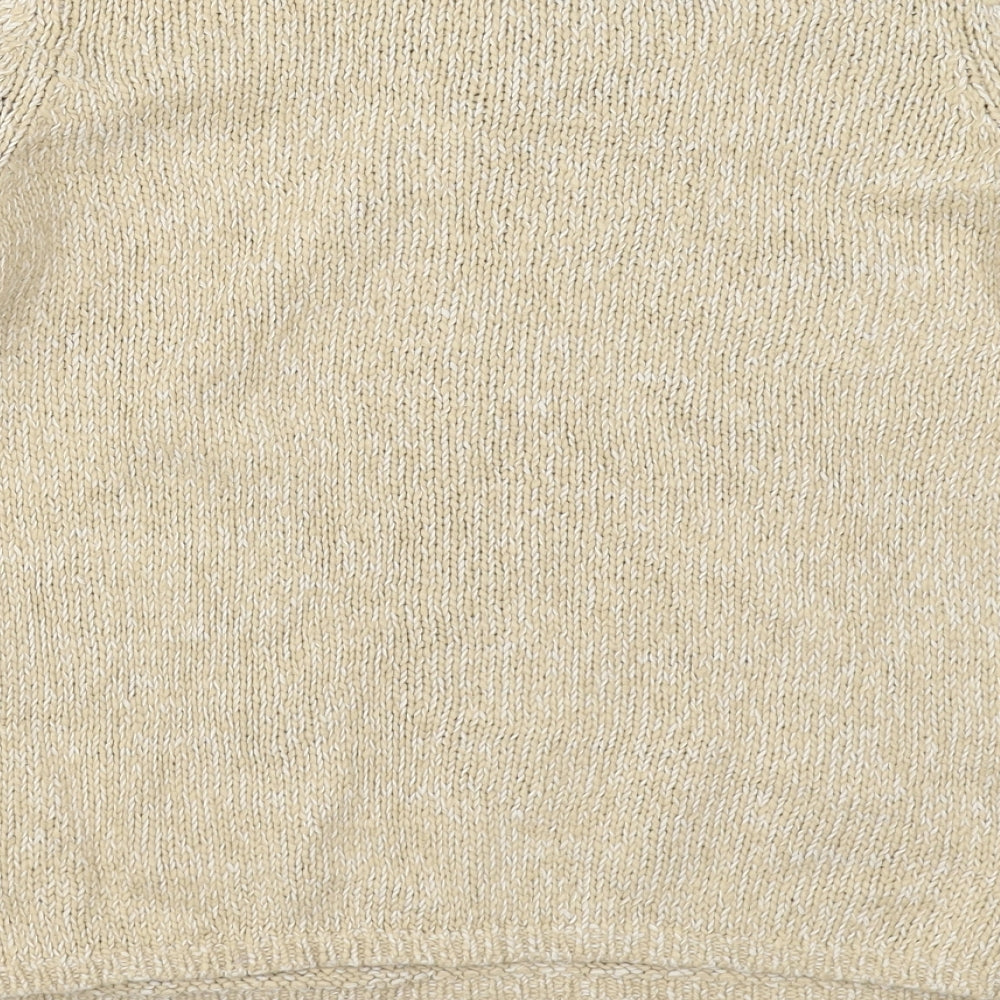 Marks and Spencer Womens Beige V-Neck  Cotton Pullover Jumper Size 14