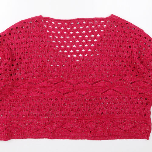 George Womens Pink V-Neck  Acrylic Pullover Jumper Size 16