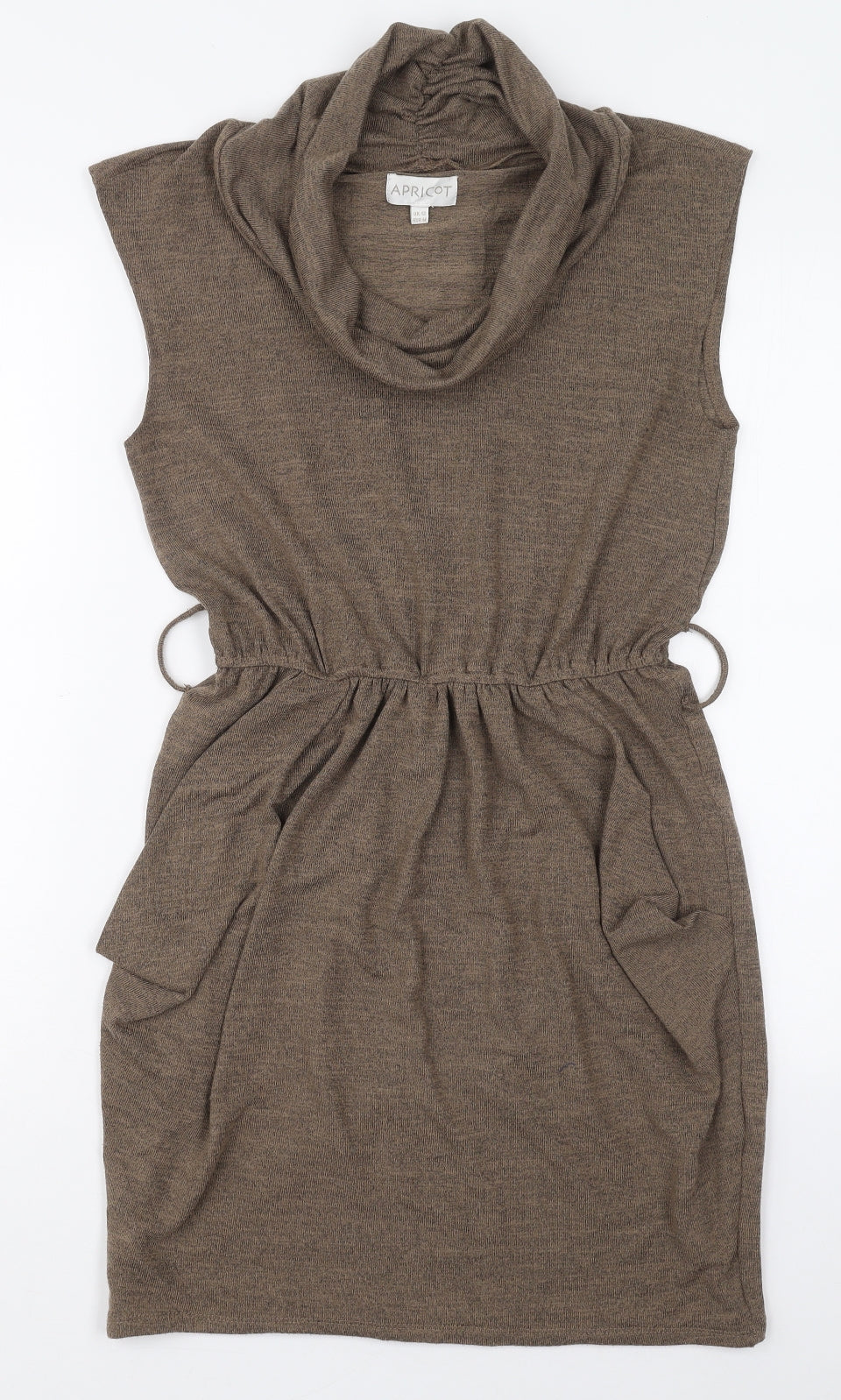 Apricot Womens Beige  Polyester Jumper Dress  Size 12  Cowl Neck Pullover