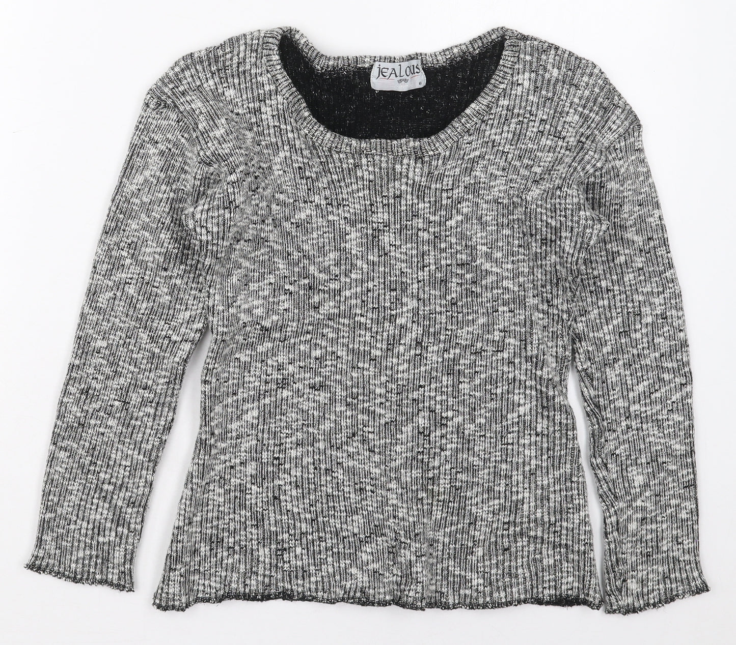 Jealous Womens Grey Round Neck  Acrylic Pullover Jumper Size S