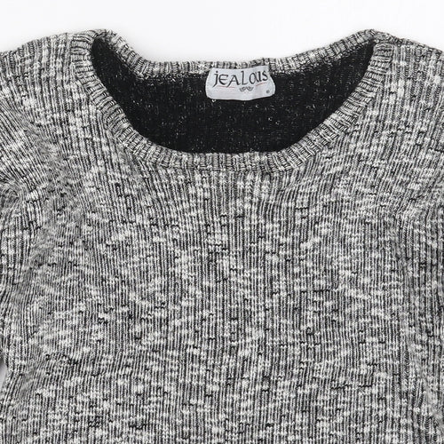 Jealous Womens Grey Round Neck  Acrylic Pullover Jumper Size S