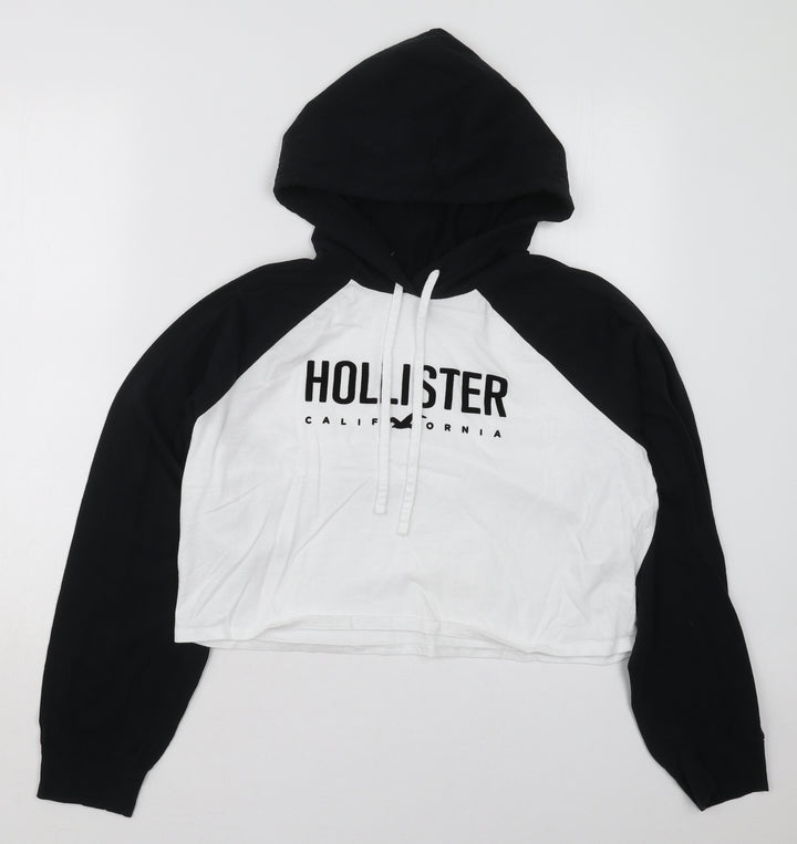 Hollister Womens Black Colourblock Cotton Pullover Hoodie Size XS Pullover - Black and White