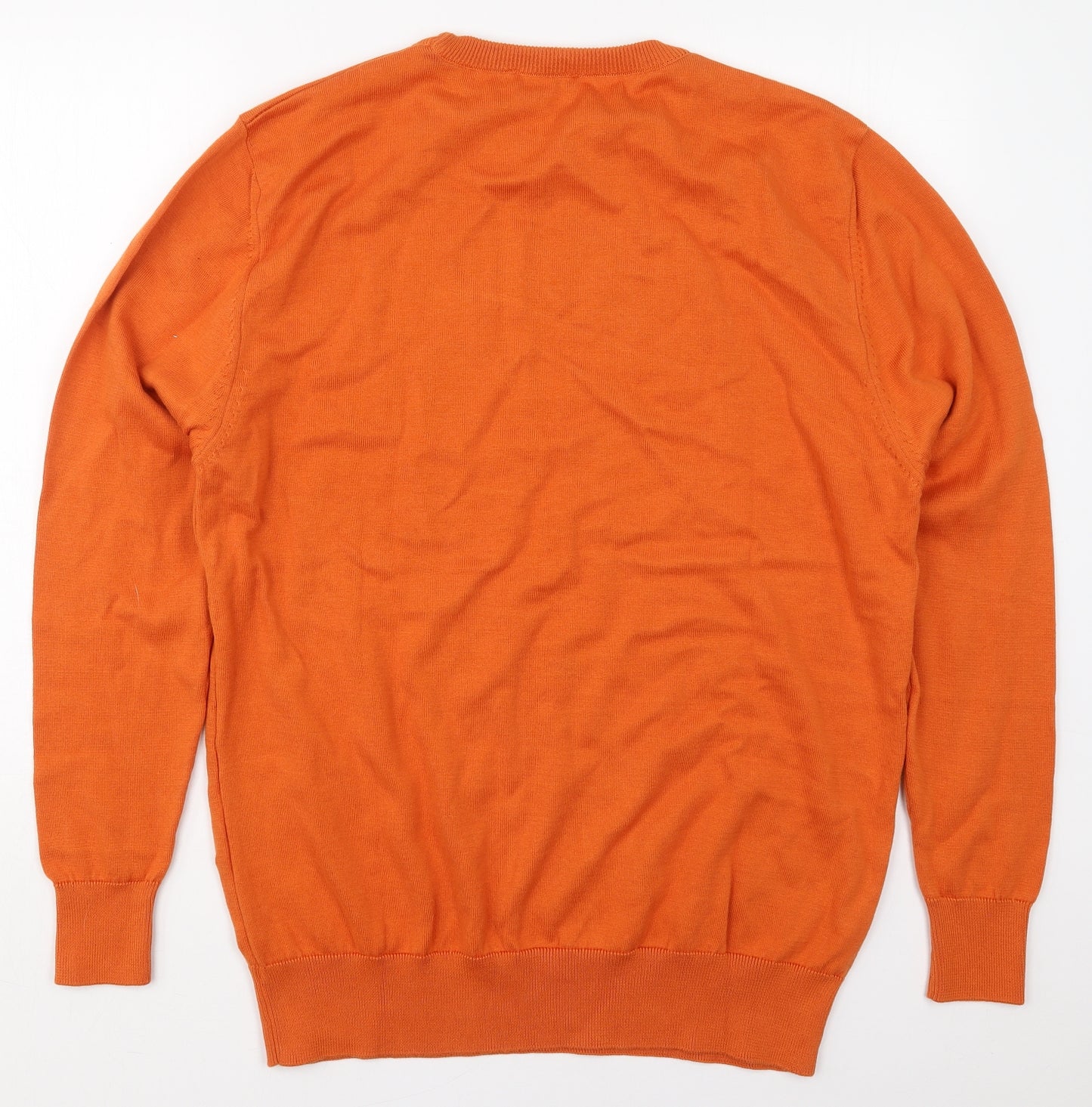 Ralph Lauren Mens Orange Crew Neck  Cotton Pullover Jumper Size XL