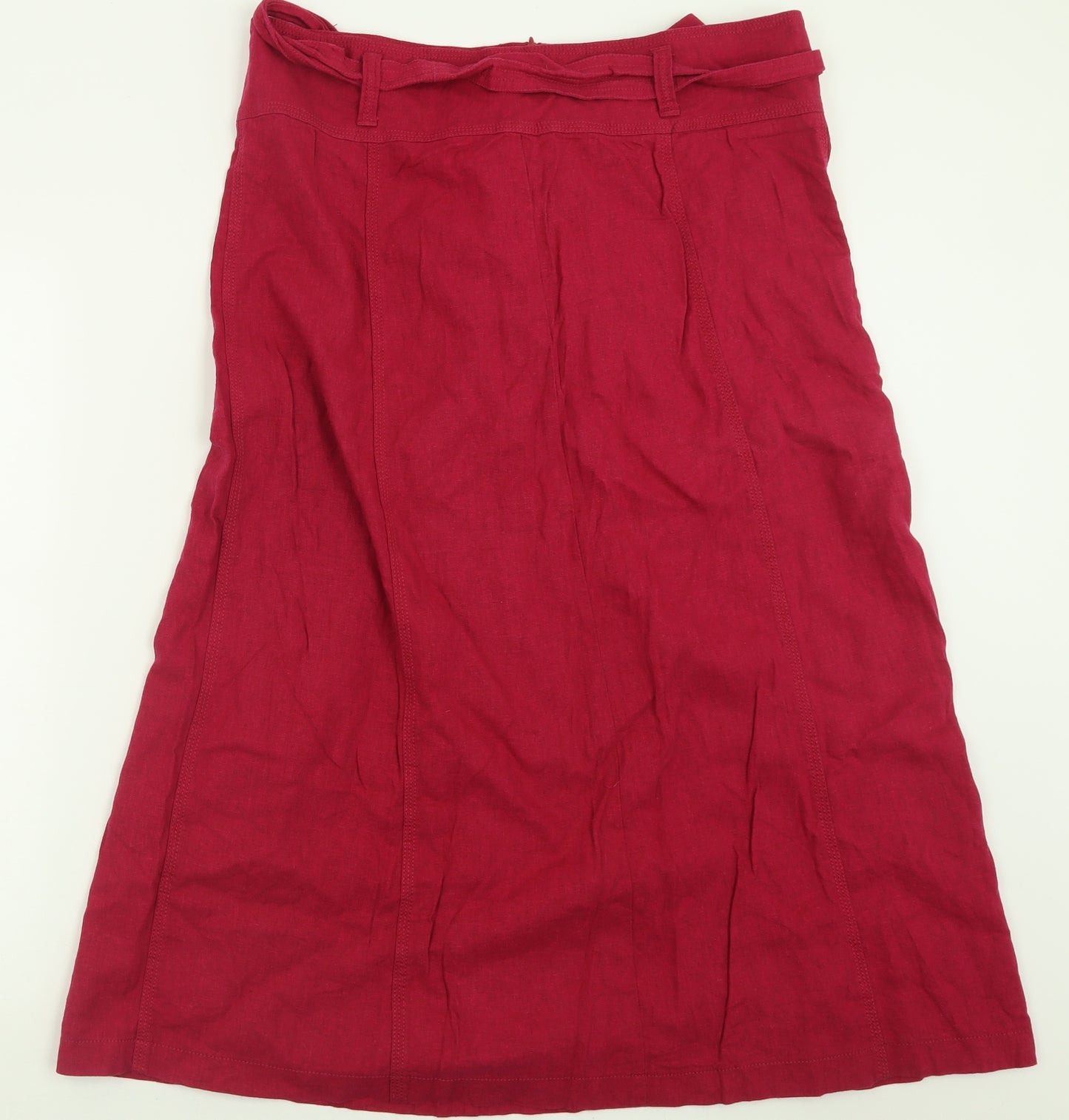 Marks and Spencer Womens Pink  Linen A-Line Skirt Size 16   Zip