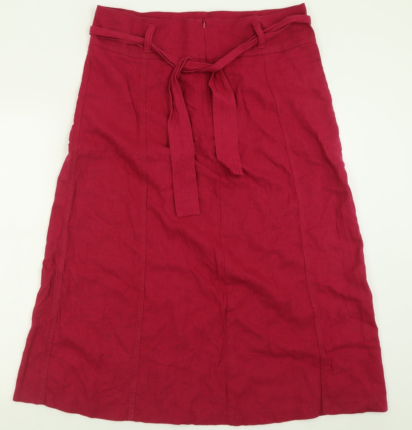 Marks and Spencer Womens Pink  Linen A-Line Skirt Size 16   Zip