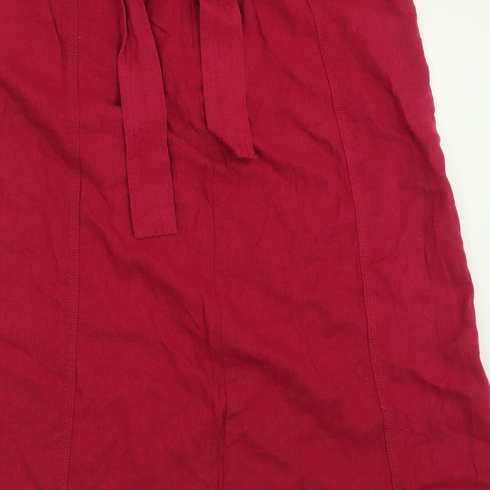 Marks and Spencer Womens Pink  Linen A-Line Skirt Size 16   Zip