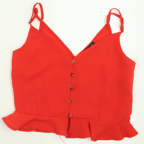 Cameo Rose Womens Red  Polyester Cropped Tank Size 6 V-Neck