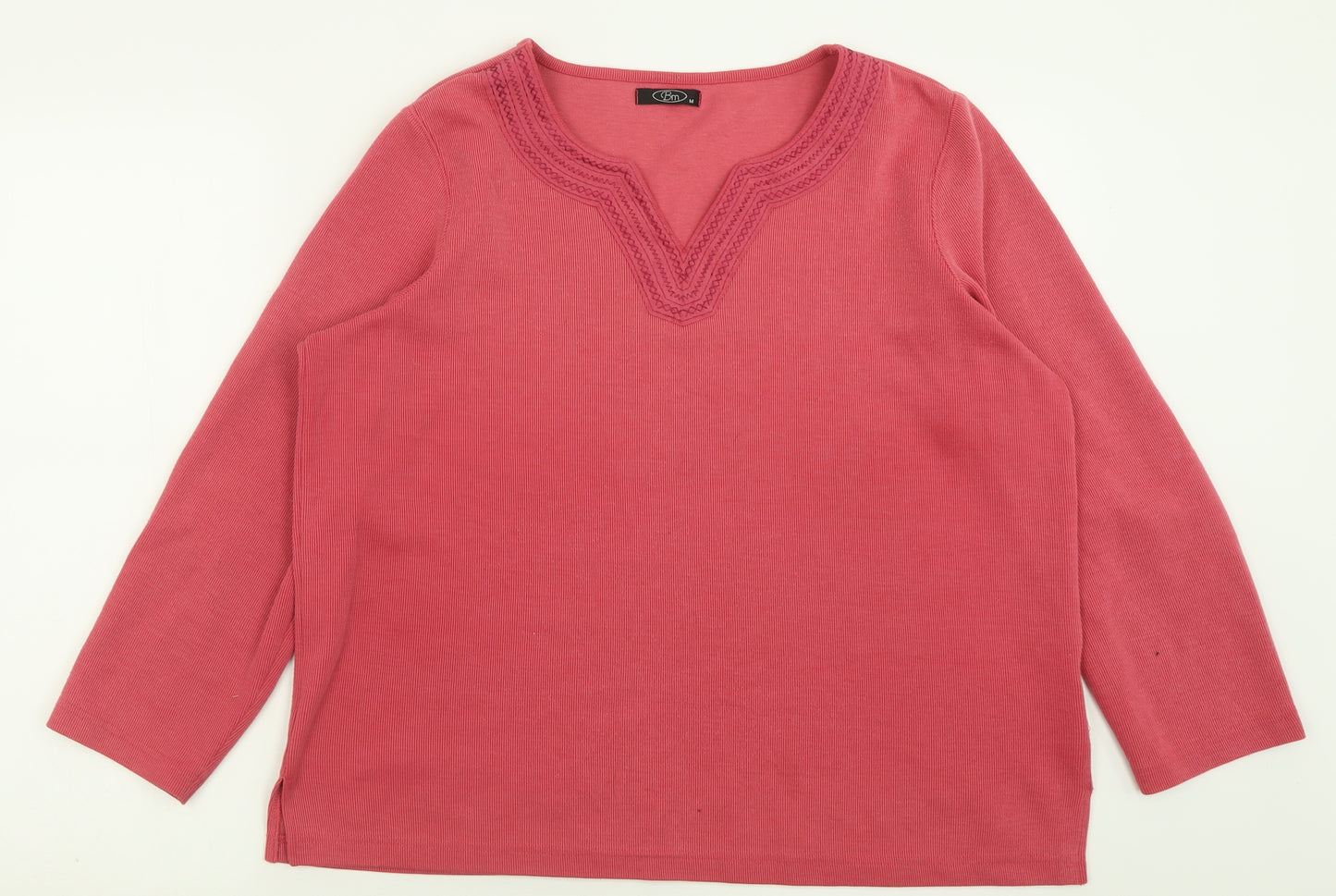 BM Womens Pink V-Neck  Polyester Pullover Jumper Size M
