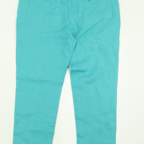 EAST Womens Blue  Linen Trousers  Size 10 L24 in Regular Zip