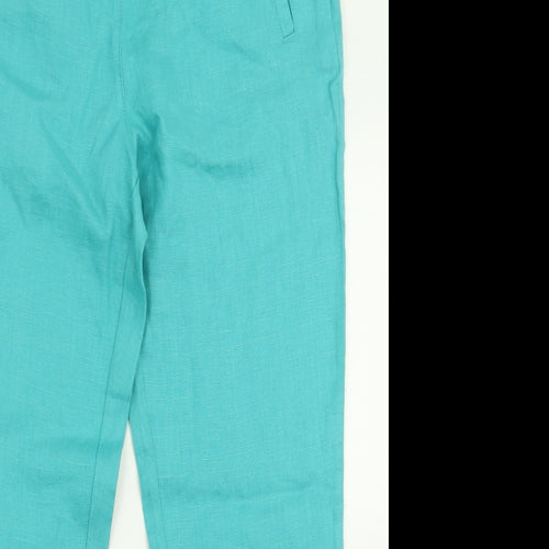 EAST Womens Blue  Linen Trousers  Size 10 L24 in Regular Zip
