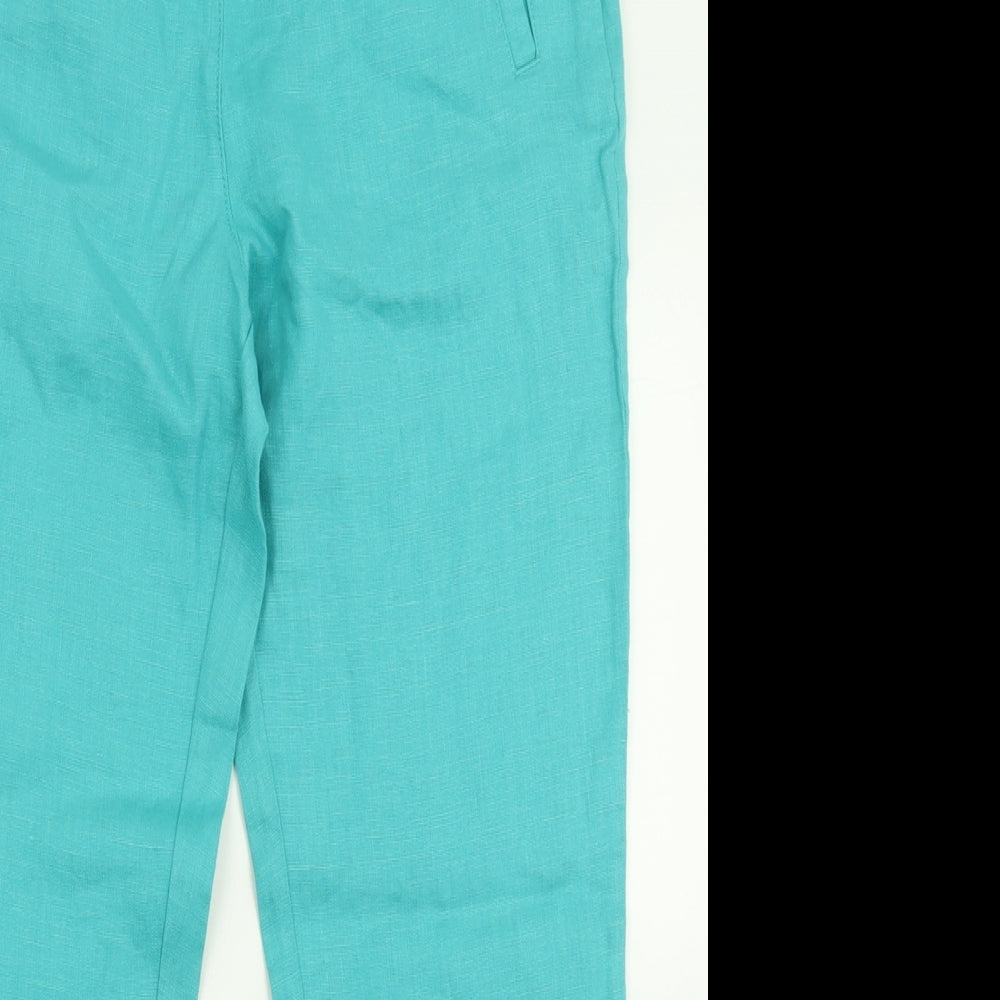 EAST Womens Blue  Linen Trousers  Size 10 L24 in Regular Zip