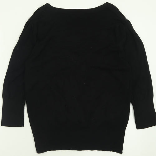 BHS Womens Black V-Neck  Viscose Pullover Jumper Size 12