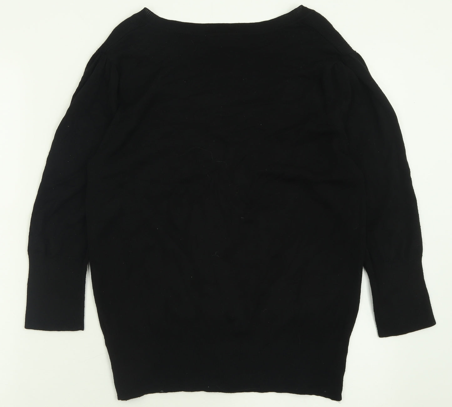 BHS Womens Black V-Neck  Viscose Pullover Jumper Size 12
