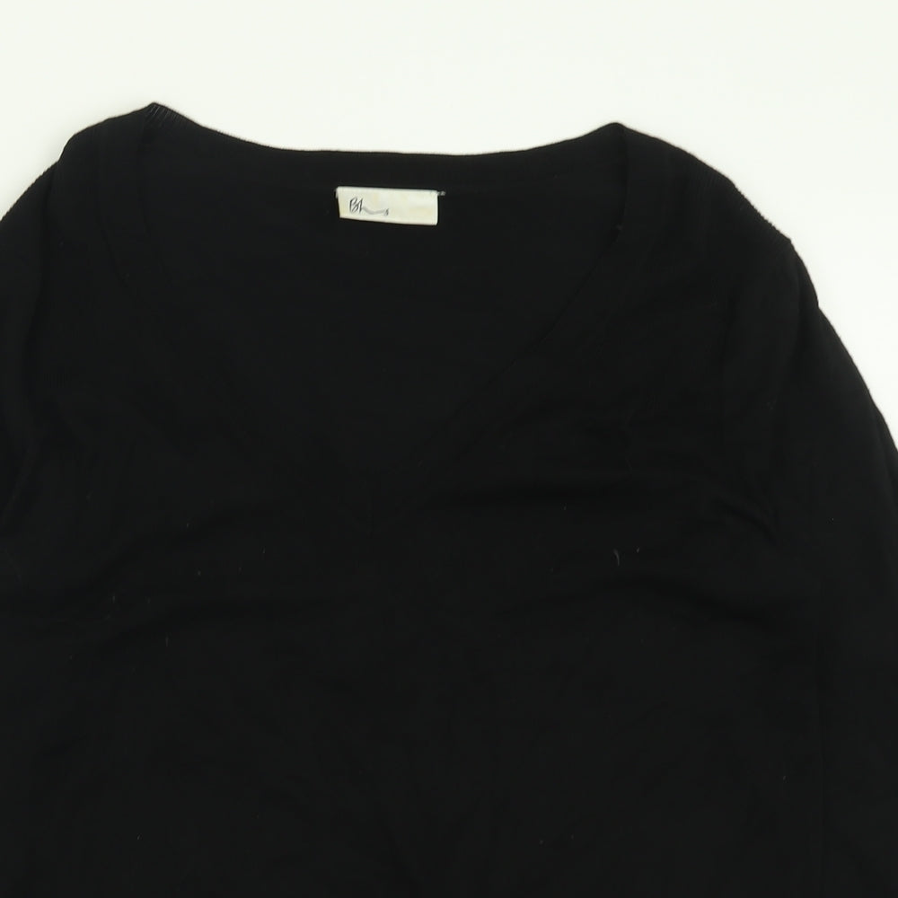 BHS Womens Black V-Neck  Viscose Pullover Jumper Size 12