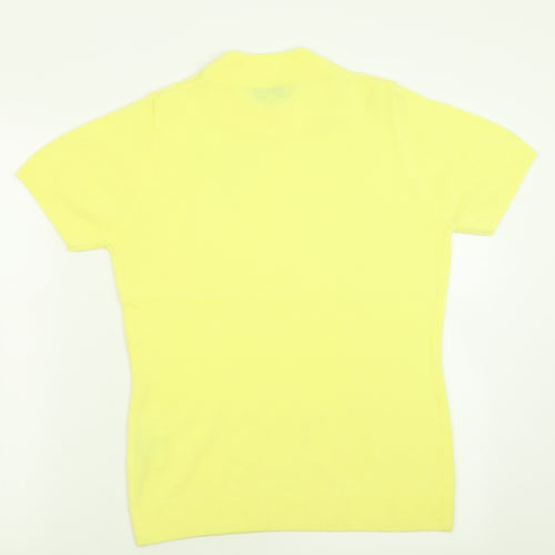 BASSINI Womens Yellow Crew Neck  Acrylic Pullover Jumper Size S