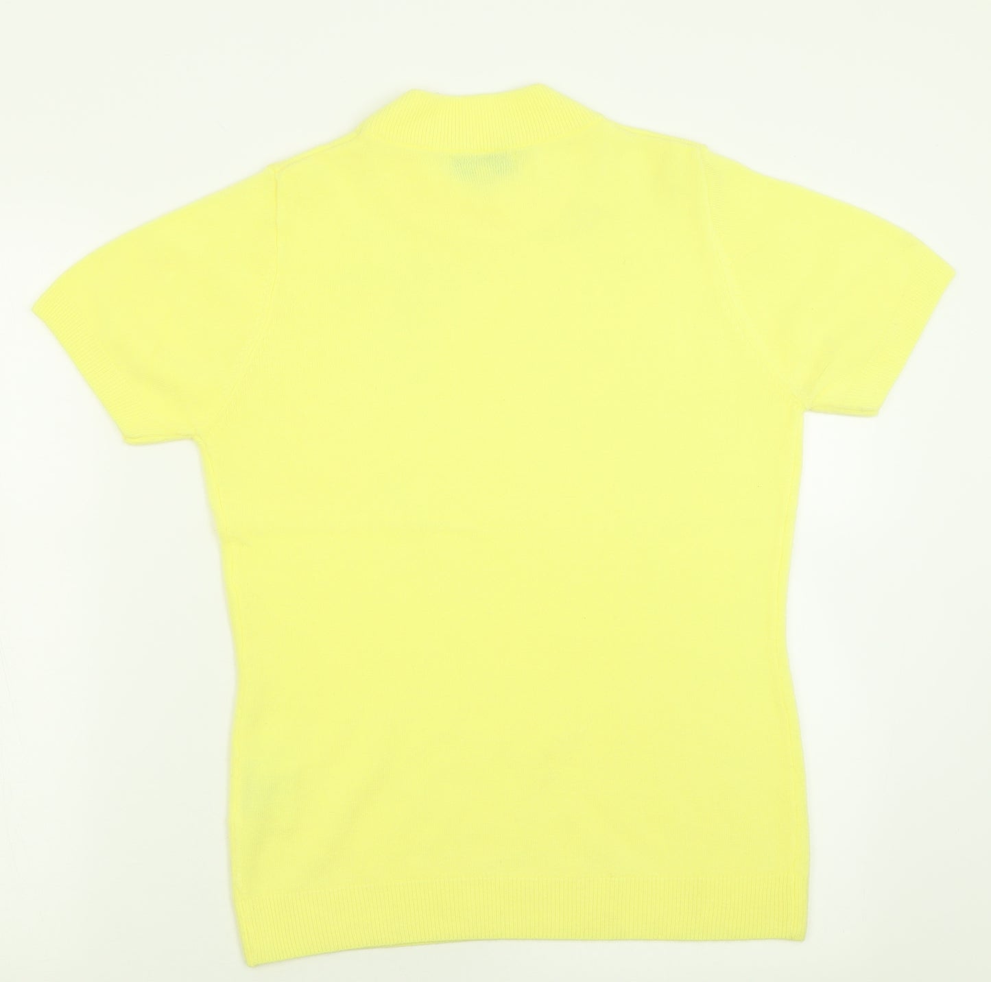 BASSINI Womens Yellow Crew Neck  Acrylic Pullover Jumper Size S