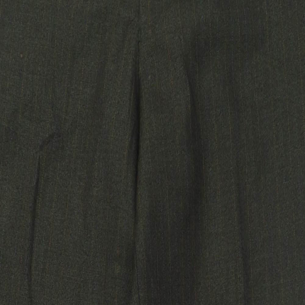 Brook Taverner Mens Green Striped Polyester Trousers  Size 34 L29 in Regular Hook & Eye - Short