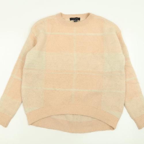 Atmosphere Womens Pink Crew Neck Plaid Acrylic Pullover Jumper Size 4