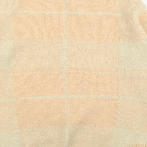 Atmosphere Womens Pink Crew Neck Plaid Acrylic Pullover Jumper Size 4
