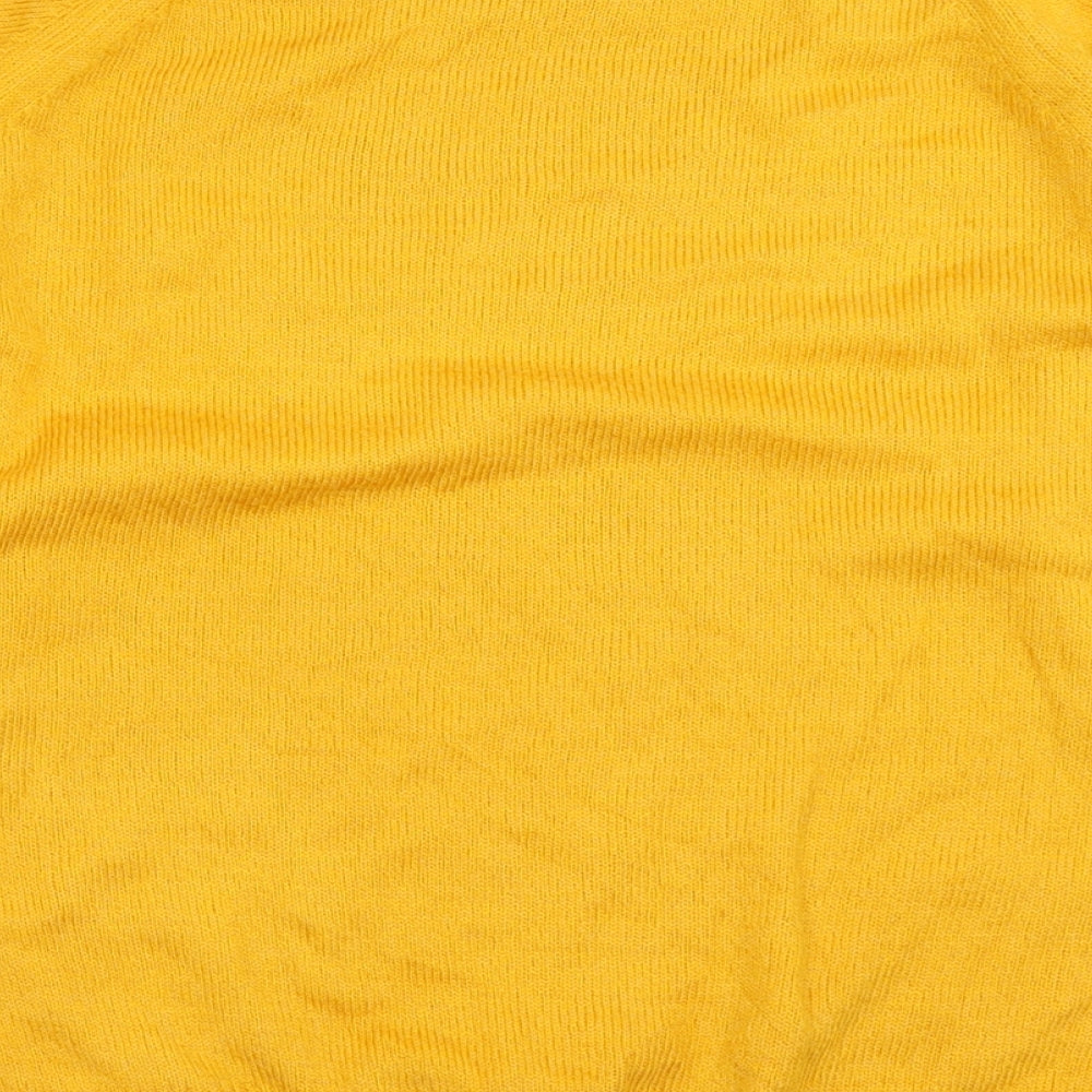 F&F Womens Yellow Crew Neck Geometric Acrylic Pullover Jumper Size 8