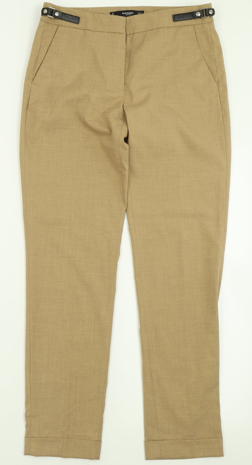 Marks and Spencer Womens Brown  Polyester Trousers  Size 8 L28 in Regular Hook & Eye