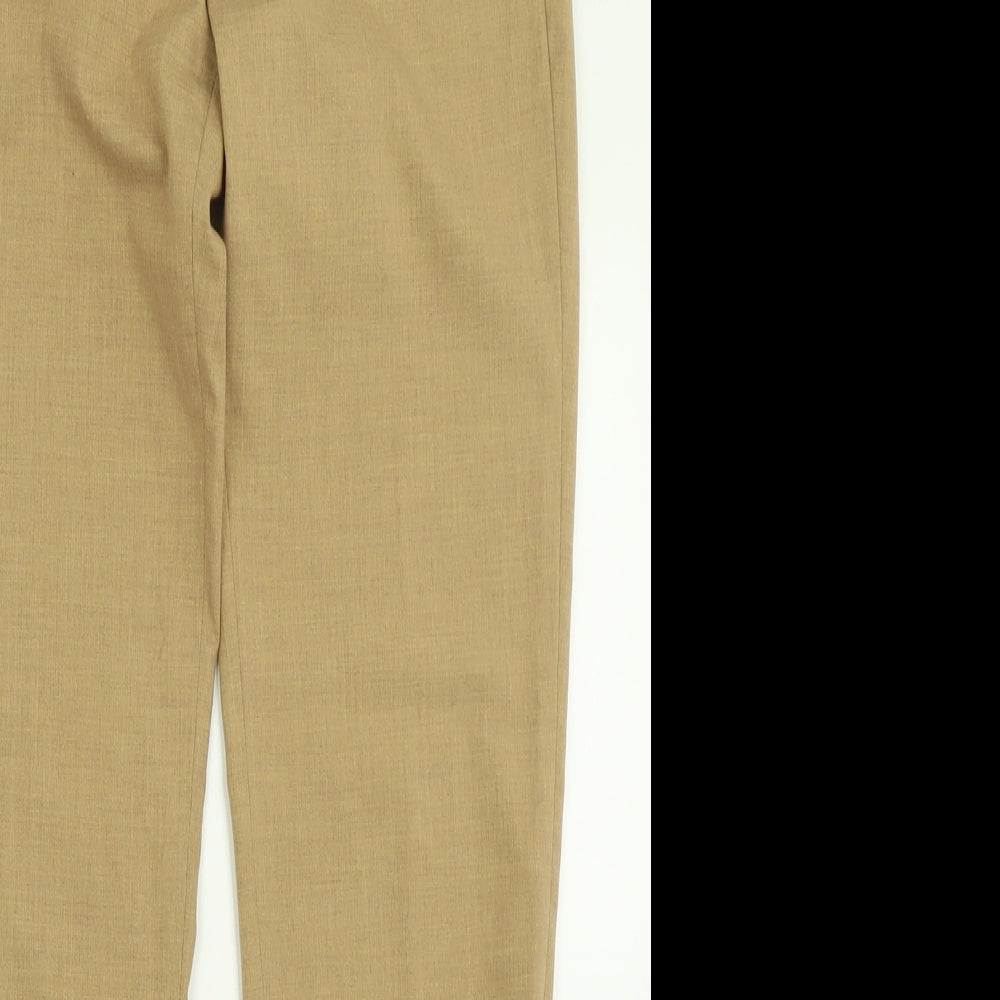 Marks and Spencer Womens Brown  Polyester Trousers  Size 8 L28 in Regular Hook & Eye