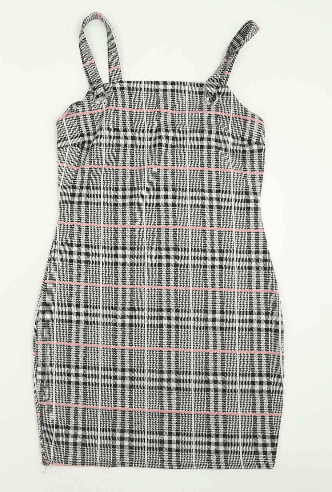 Chemistry Womens Grey Plaid Polyester Pinafore/Dungaree Dress  Size 14  Square Neck Pullover