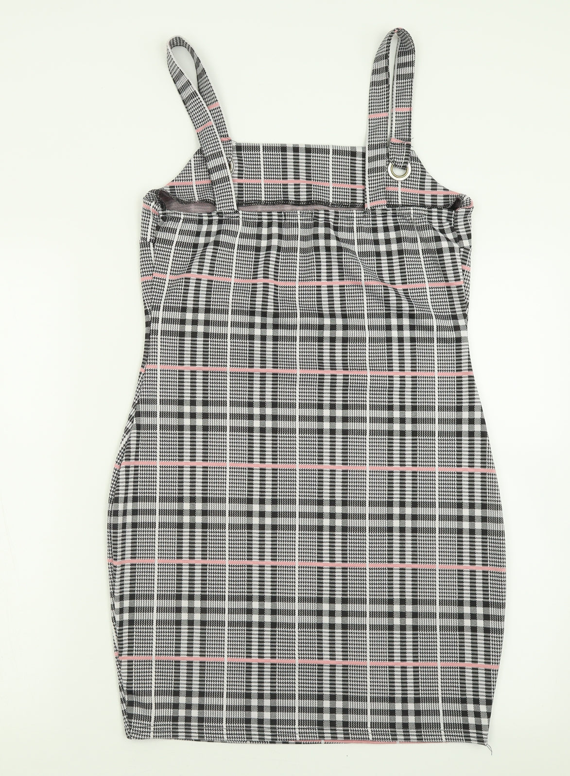 Chemistry Womens Grey Plaid Polyester Pinafore/Dungaree Dress  Size 14  Square Neck Pullover