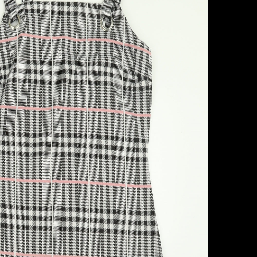 Chemistry Womens Grey Plaid Polyester Pinafore/Dungaree Dress  Size 14  Square Neck Pullover