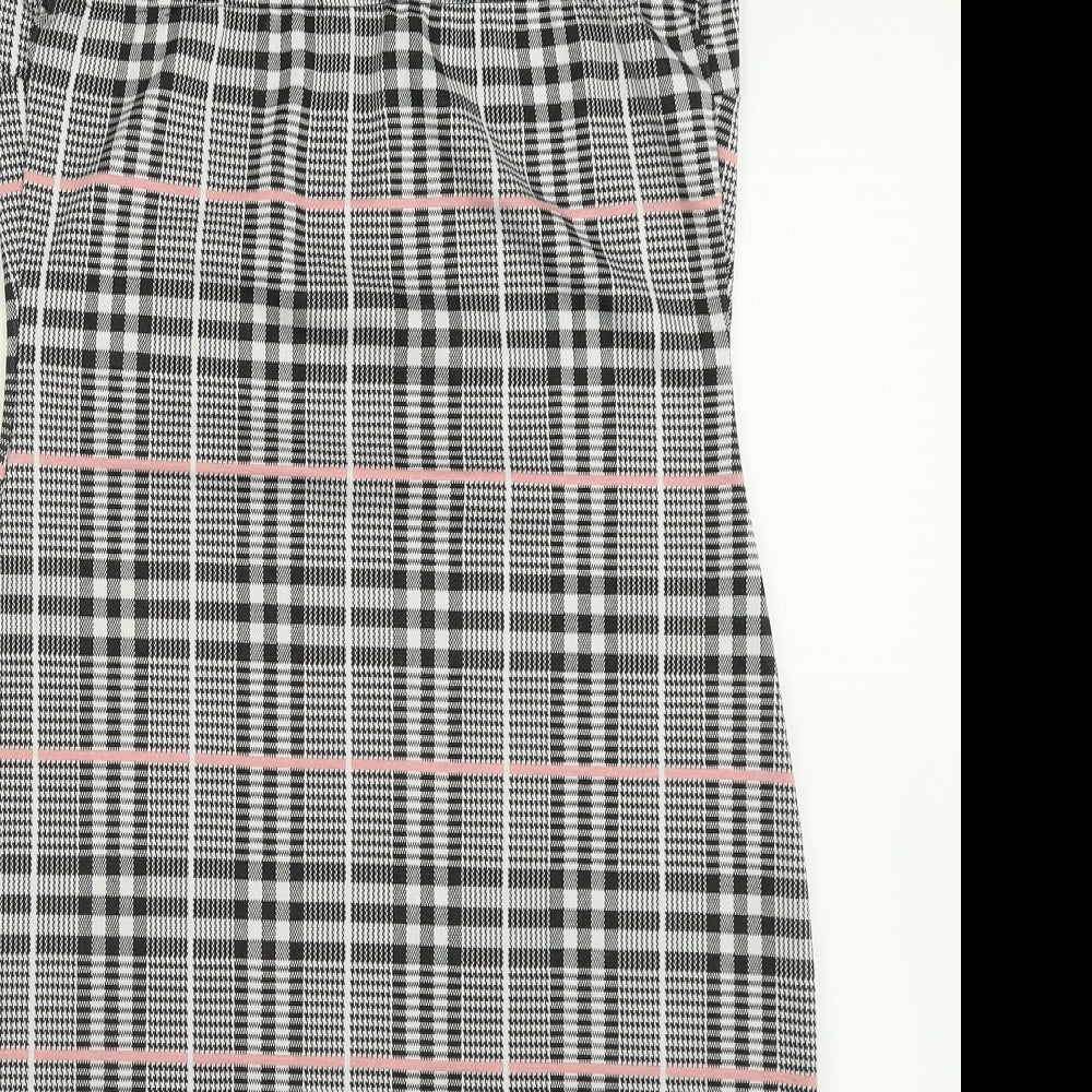 Chemistry Womens Grey Plaid Polyester Pinafore/Dungaree Dress  Size 14  Square Neck Pullover