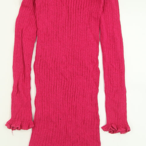 In the Style Womens Pink  Acrylic Jumper Dress  Size 6  Off the Shoulder Pullover