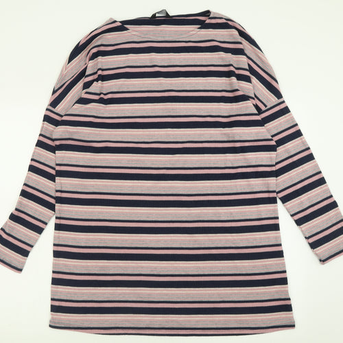 F&F Womens Pink Striped Polyester A-Line  Size 10  Crew Neck Pullover