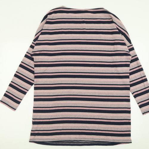 F&F Womens Pink Striped Polyester A-Line  Size 10  Crew Neck Pullover