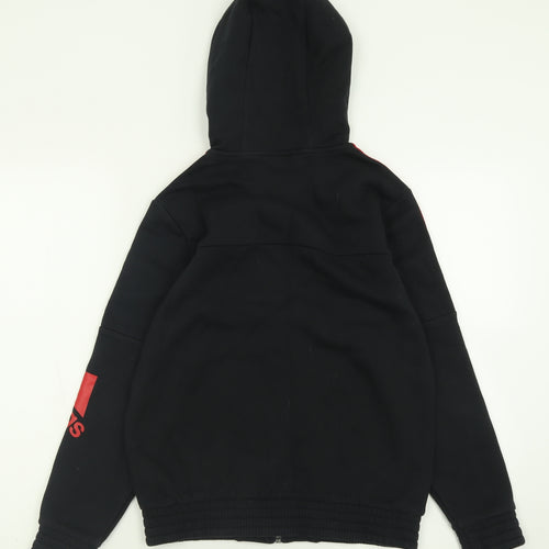 adidas Boys Black Striped Cotton Full Zip Hoodie Size 11-12 Years  Zip