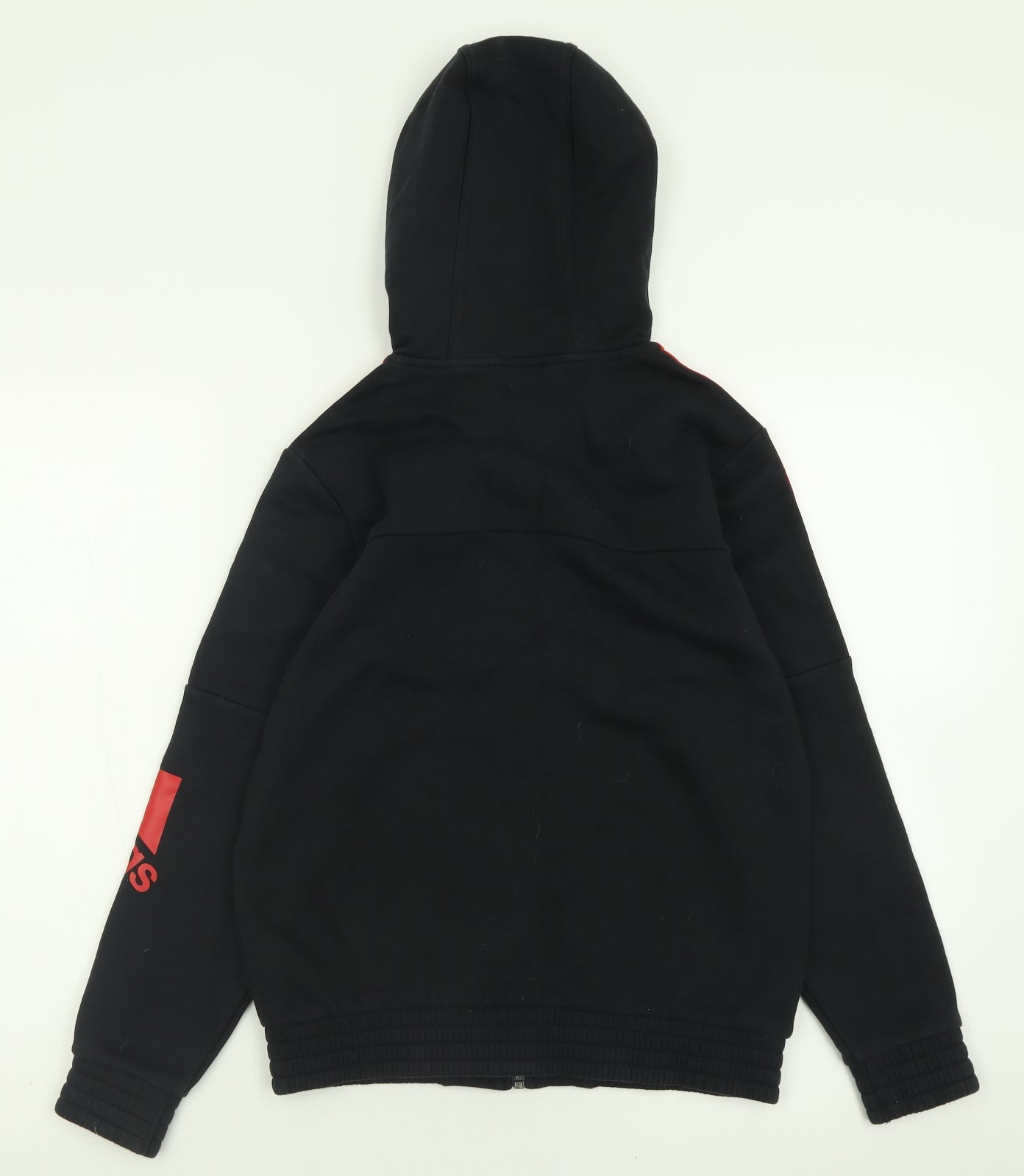 adidas Boys Black Striped Cotton Full Zip Hoodie Size 11-12 Years  Zip