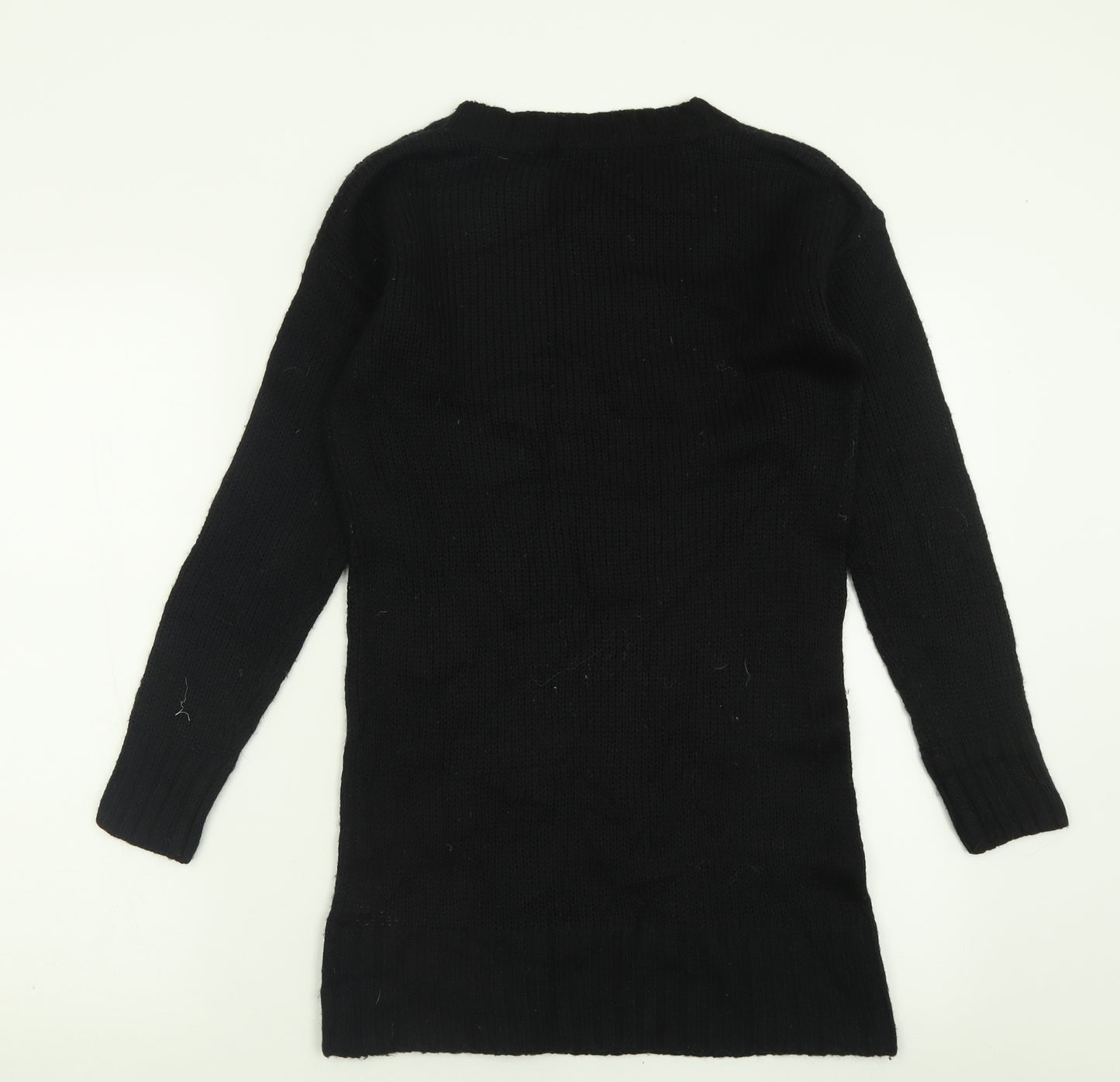 Atmosphere Womens Black Geometric Acrylic Jumper Dress  Size 6  Crew Neck Pullover