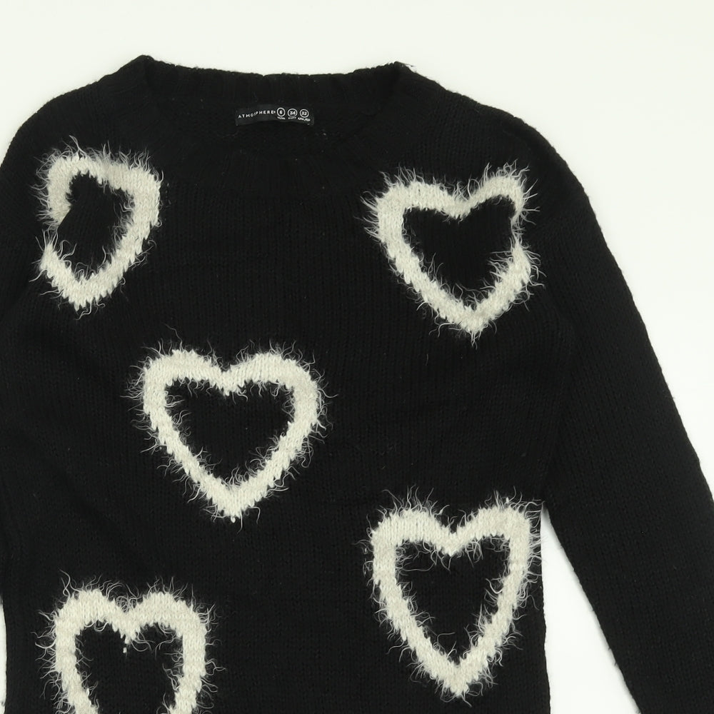 Atmosphere Womens Black Geometric Acrylic Jumper Dress  Size 6  Crew Neck Pullover