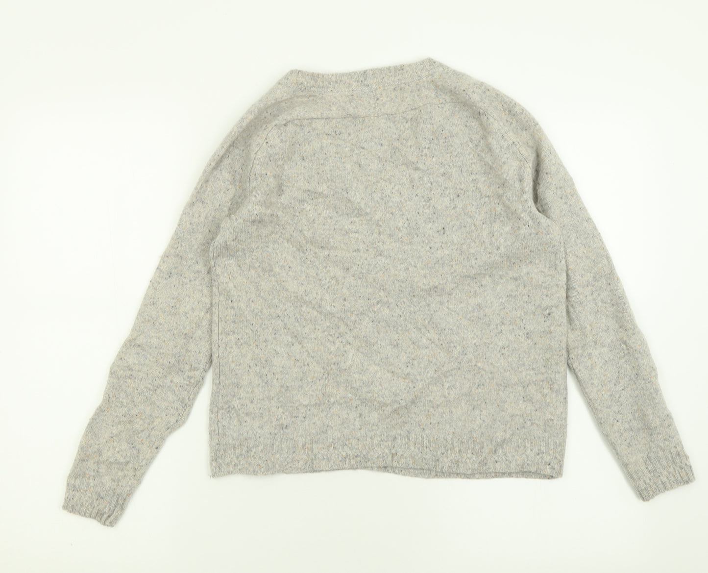 Fat Face Womens Grey V-Neck  100% Cashmere Pullover Jumper Size 10